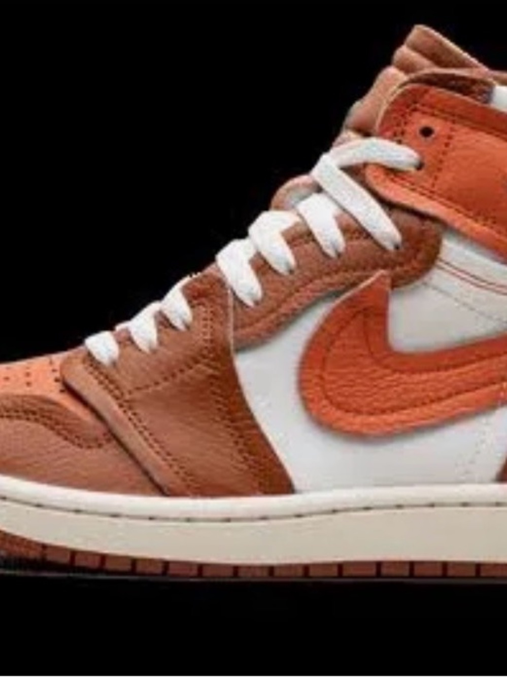 Authentic Jordans 1 MM High-Top Leather Sneakers in Burnt Orange and White